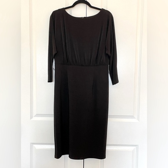 Ralph Lauren Black Dress! Classic! Stretch & Support! Boatneck & Batwing! Sz 12 - Picture 3 of 13